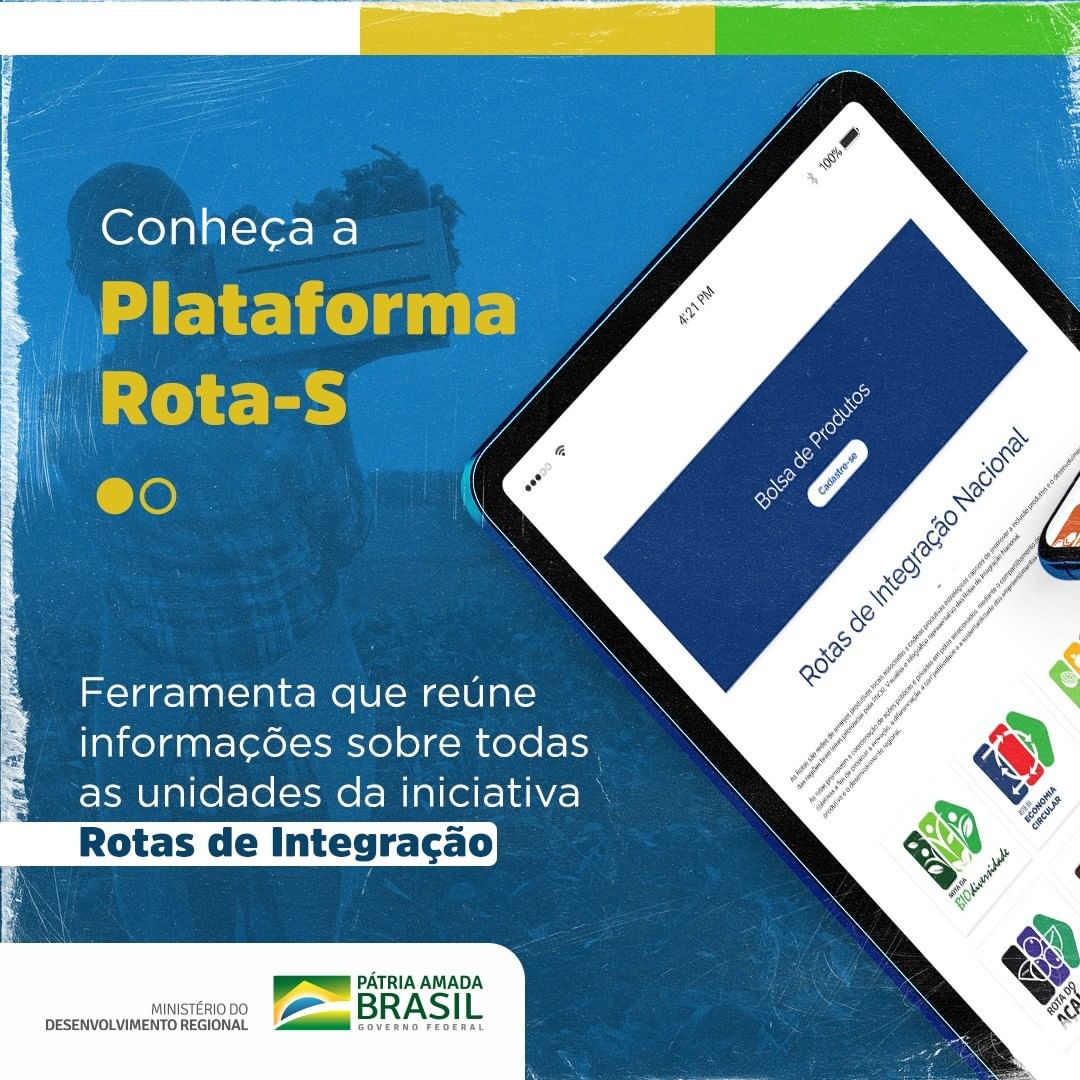 Plataforma Rota-S é noticiada nas redes sociais do Ministério do Desenvolvimento Regional